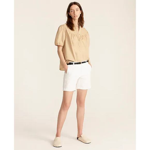 J. Crew Women's Sz: 4 White 7" Inseam Stretch Casual Mid-Rise Chino Shorts H5809 - Picture 1 of 12
